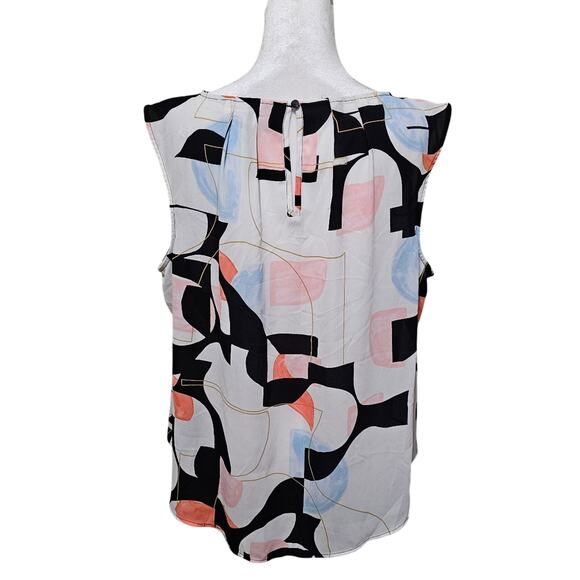 Worthington Abstract Geometric Sleeveless Blouse Size XL Art Deco Office - Picture 4 of 6